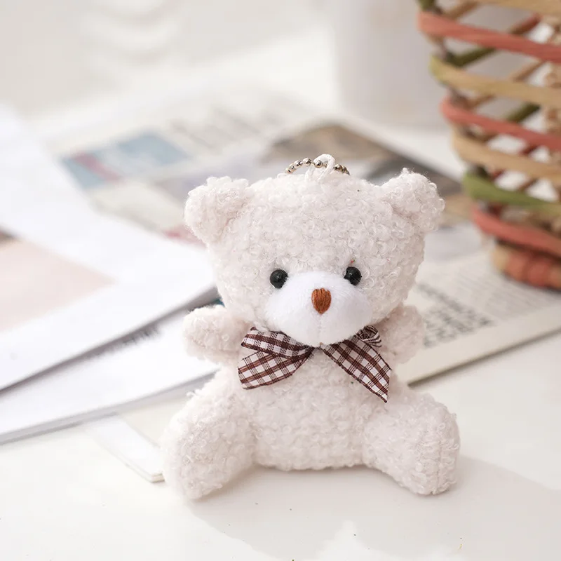  KESYOO 3 Pcs Mini Joint Teddy Bear Keychains Stuffed Animal  Plush Toys Animals Keychain Doll Bag Charm for Wedding Party Favors  Decoration White Brown Random Color : Home & Kitchen