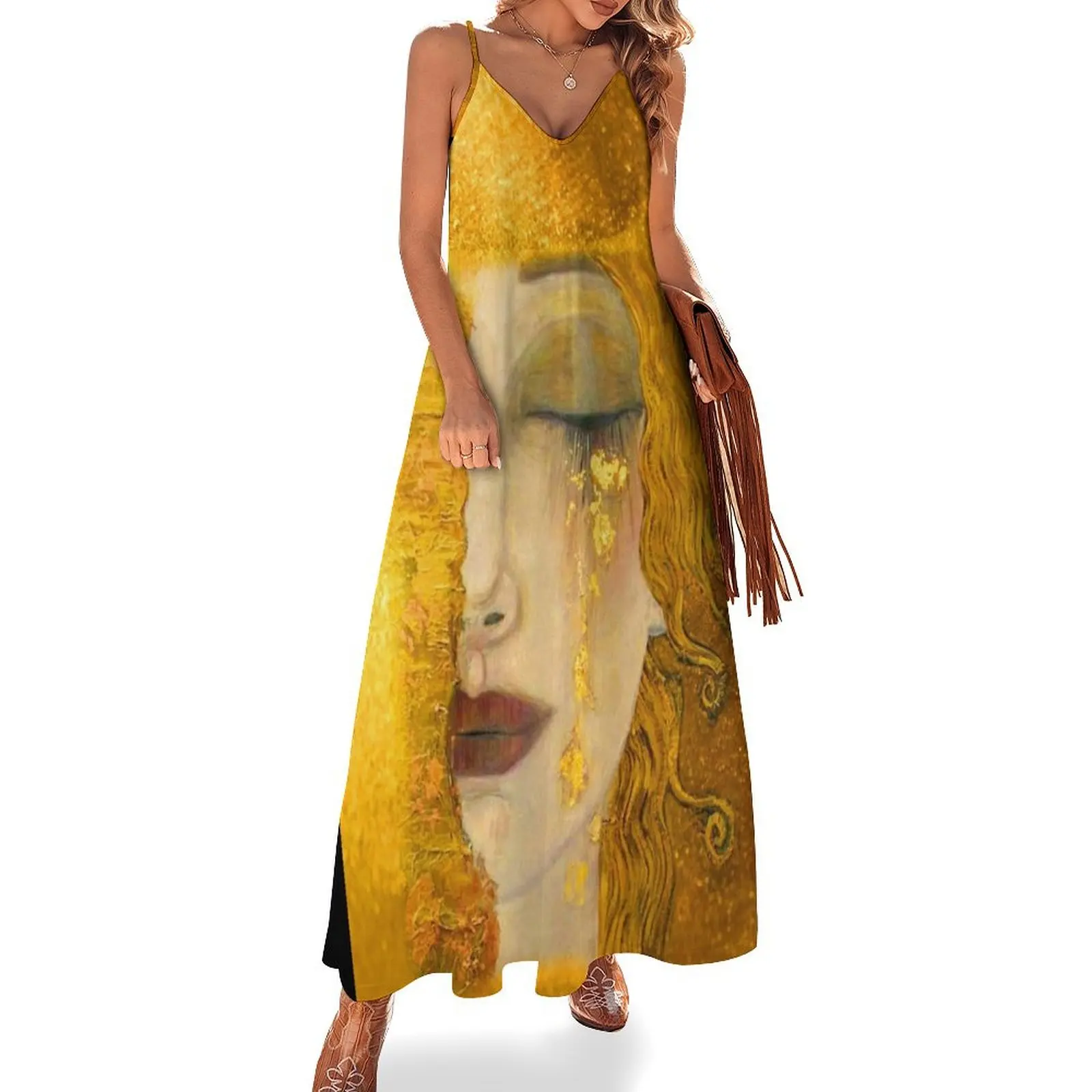 

Gustav Klimt Freya's Tears| Gustav Klimt - golden tears Sleeveless Dress Elegant gown beach dresses clothes for woman