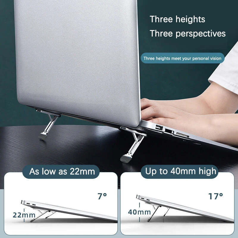 2PCS Nonslip Zinc Alloy Foldable Laptop and Notebook Riser Feet Stand