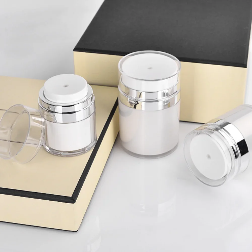 Refillable Cosmetic Bottle 15/30/50g Empty Airless Pump Jar Refillable Acrylic Cream Bottle Vacuum Portable Size Container of Makeup Lotion Cosmetic