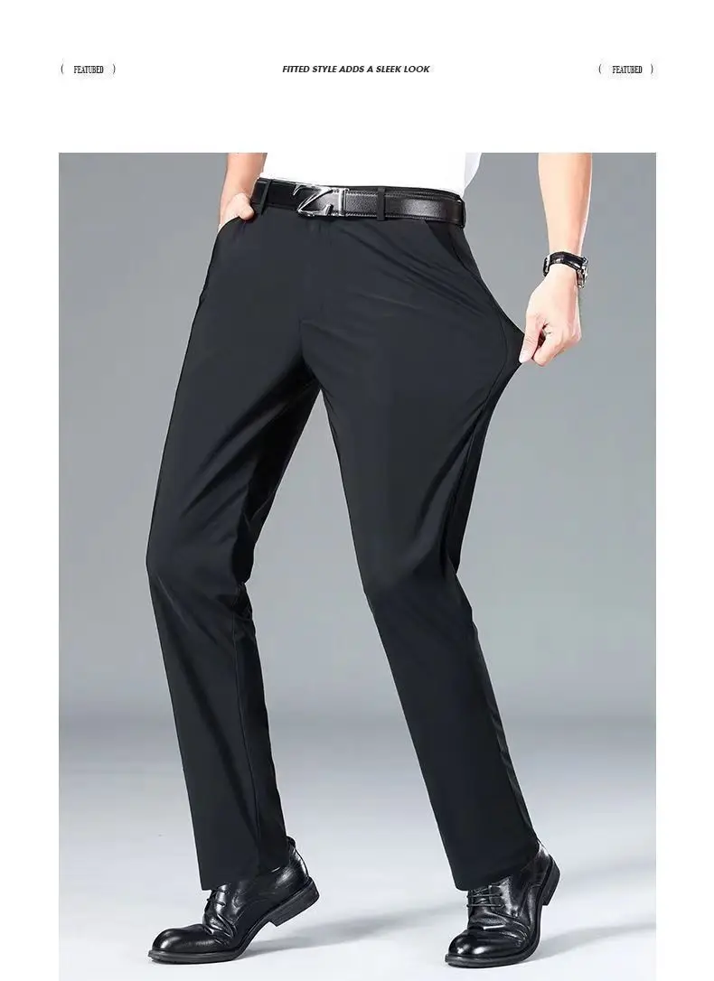 Frühling und Herbst Dicke Herrenhosen Normale Modelle Lose Freizeithosen mit hoher Taille Gerade Hosen mittleren Alters – Detail 8