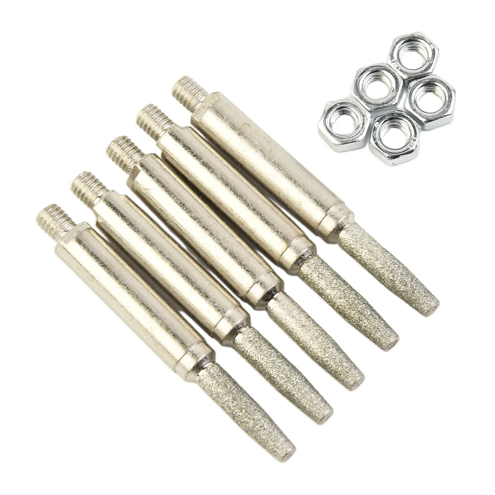 핸드 크랭크 체인톱 샤프너 체인톱 체인 지그 휴대용 공구 세트, 정비공용 공구, 4mm 카바이드 버, 5 개