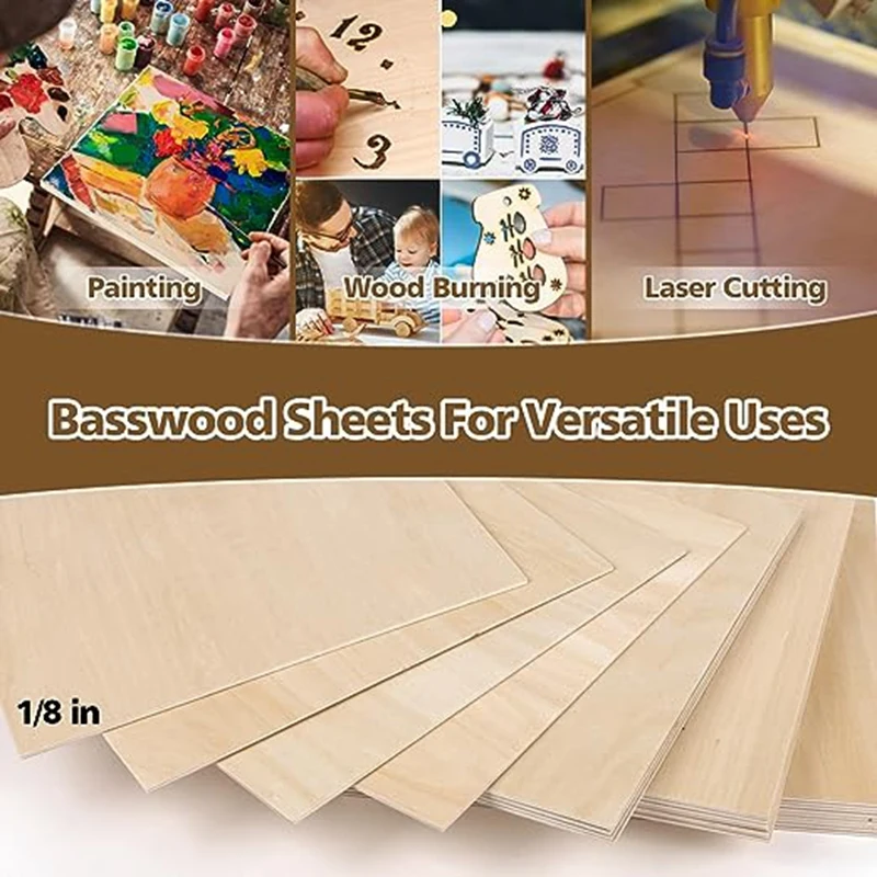 5 Pcs Basswood Craft Board Crafts Multi-Layer Board Cutting DIY Painting Stained And Carved Wood Durable Easy To Use