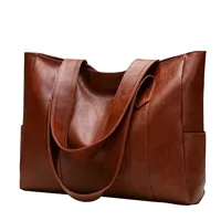 Big Soft Leather Bag Female 2025 New Tide Version Of Everything Simple Large Capacity Tote Single Shoulder Handbag - Image 4
