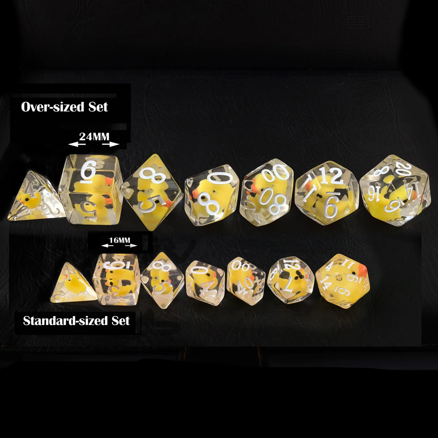 Bescon Oversized DND Animal Dice Set, Giant 7pcs Polyhedral D&D Dice Set, Big Sized RPG Rabbit and Yellow Duck