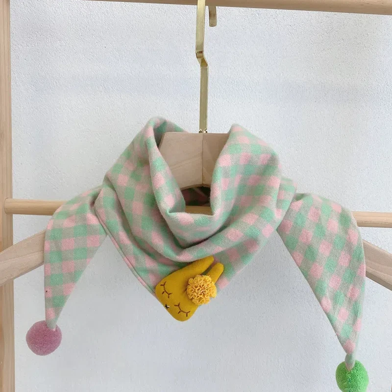 Children Scarf Winter Baby Cotton Cute Cartoon Scarves Warm Neckerchief For Kids Girls Boys Soft Triangle Drool Saliva Towel New
