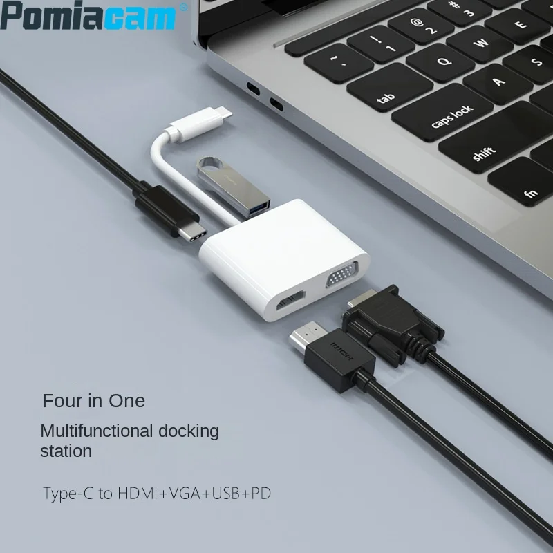 

4-в-1 Плата расширения Type-C к HDMI VGA USB PD адаптер преобразователь адаптер 4K проектор экрана высокой четкости
