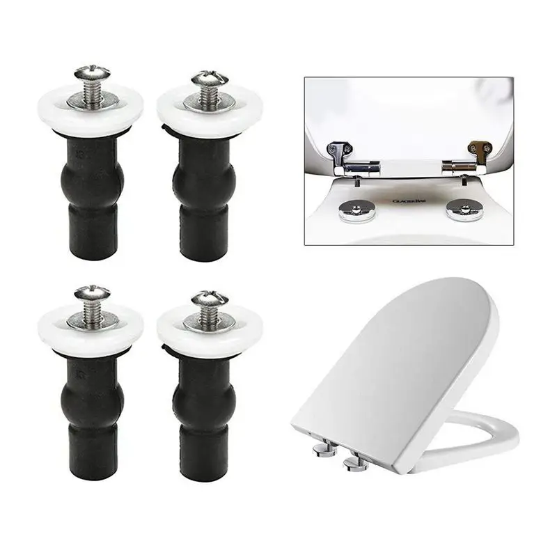 

Toilet Seat Top Fix Screws Fixings 2 Pairs Universal Expanding Rubber Screw Top Nuts Blind Hole Hinges Fittings 4Pcs