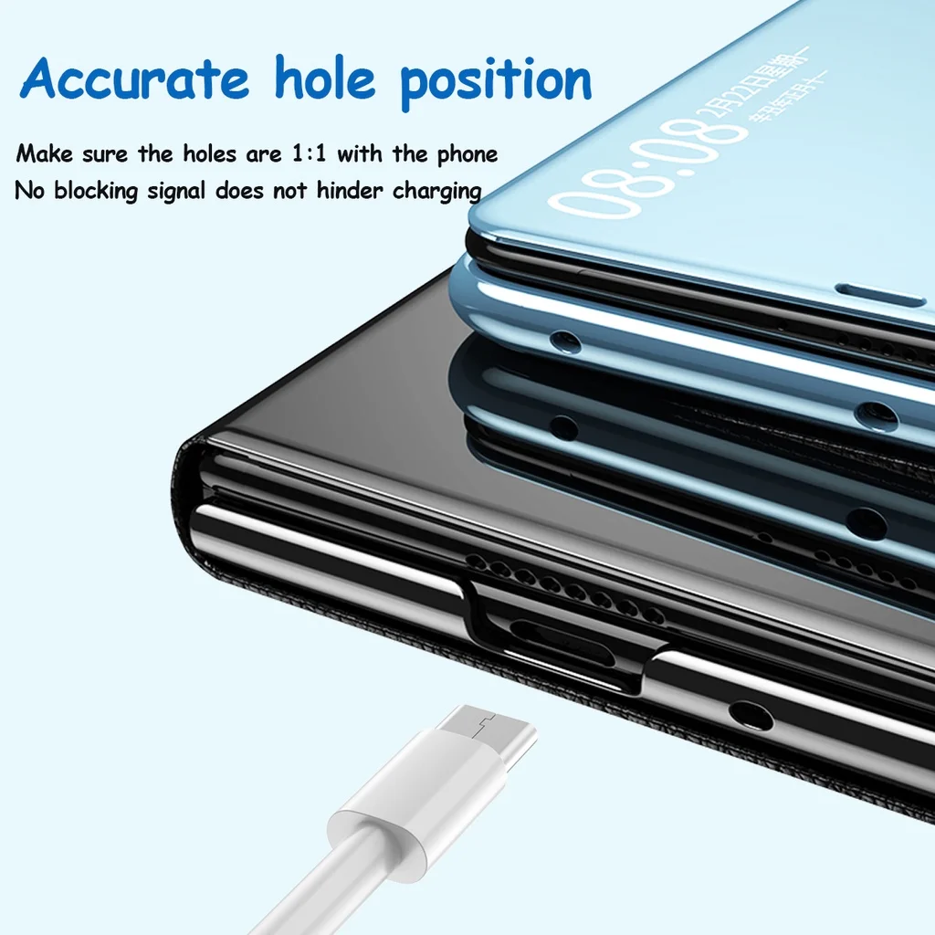 Plating Mirror For Huawei Mate X5 Case Smart Touch View Window Flip Book Wake UP Sleep Protective Cover