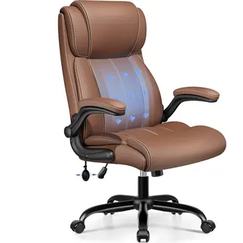 Ergonomic Office Chair - Home Desk Computer Chair, Leather High Back Executive Chairs with Adjustable Lumbar, 1