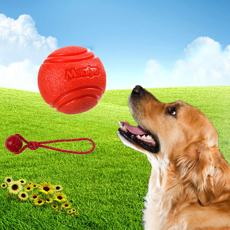 Pet Dog Toy Bouncy Ball Bite-Resistant Solid Ball Rubber Chewing Toy Outdoor Throwing Retrieve Dog Training Supplies