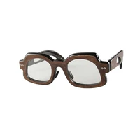 Artisanal Vintage Brown Buffalo Horn Sunglasses Handcrafted Bespoke Openwork Geometric Luxury Custom Designer Eyewear Frame