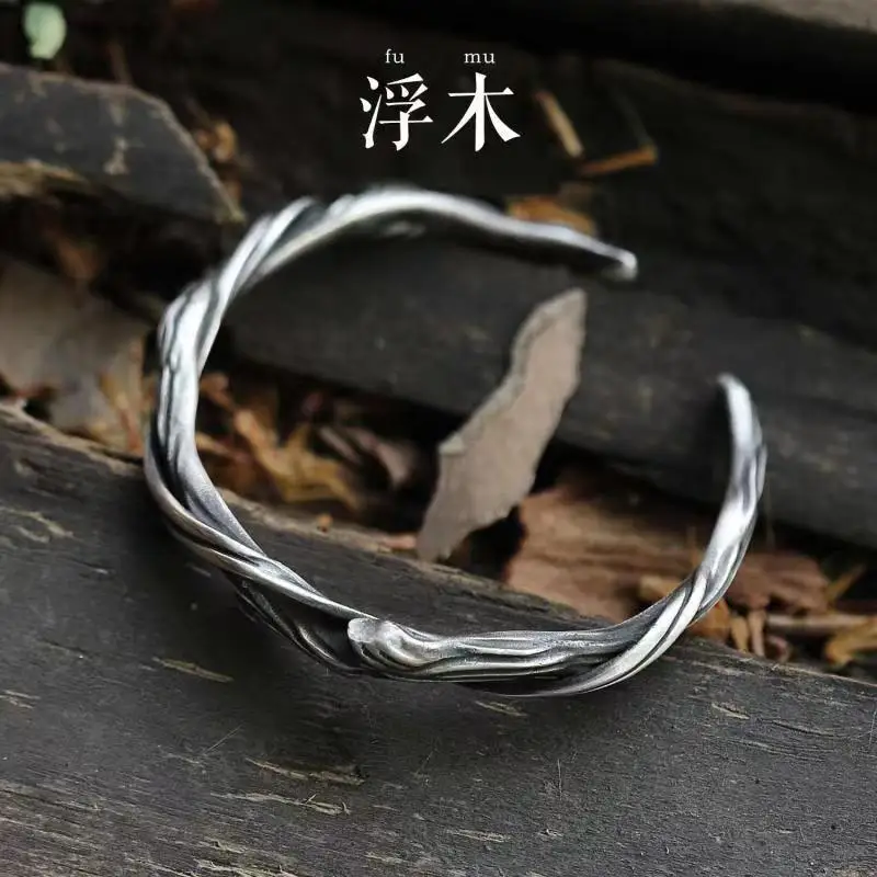 Woven Fried Dough Twists Bracelet Handmade Retro Personality Open Bracelet Temperament Literature Simple Bracelet For Men Women 3
