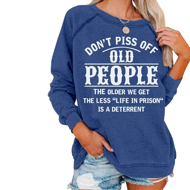 Women Long Sleeve Loose Autumn Casual Sweatshirt Letter Print Pullovers Streetwear 2023 Fashion Female Vintage Tops Jumper New