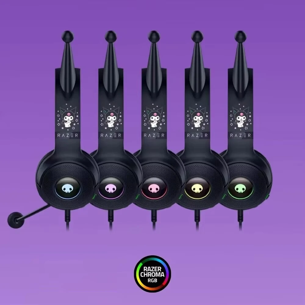 New Original Razer Sanrio Kuromi Edition USB Wired Headset