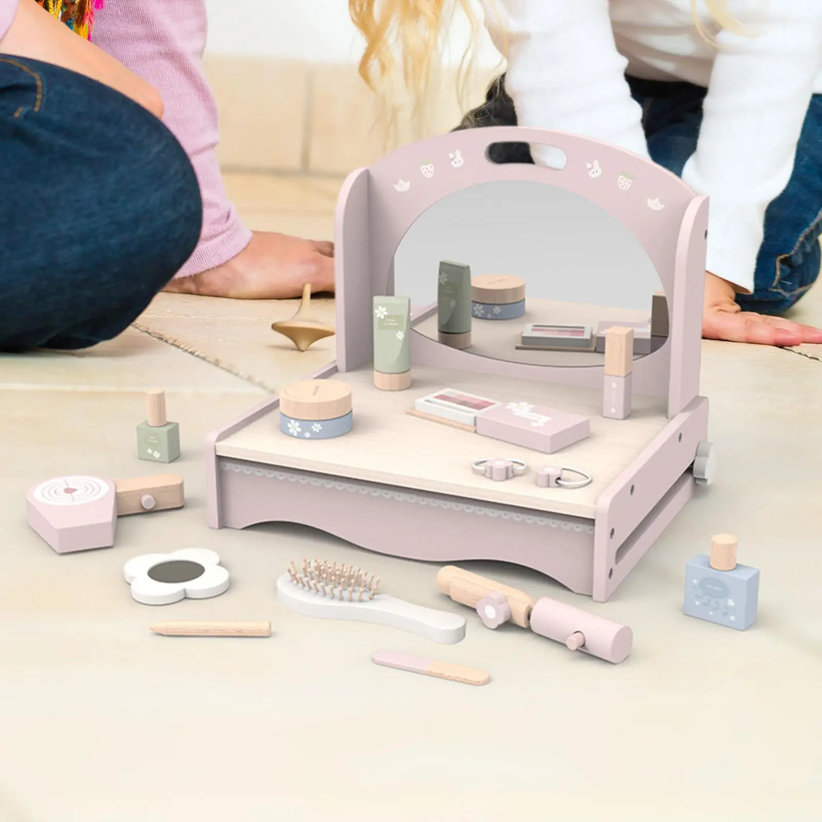 

Potable Kids Play Vanity Toy, dress up with Pretend Makeup Accessories,