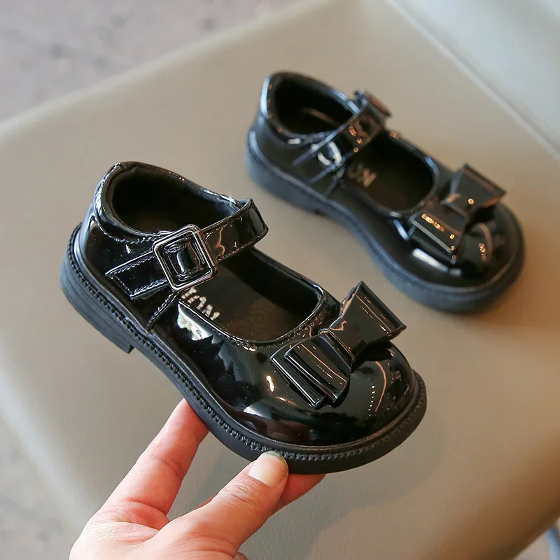 

Leather Shoes Autumn Kids Girls Mary Jane Shoes Children's Shiny Butterfly Knot Soft Bottom Comfort Princess Shoes for Girls