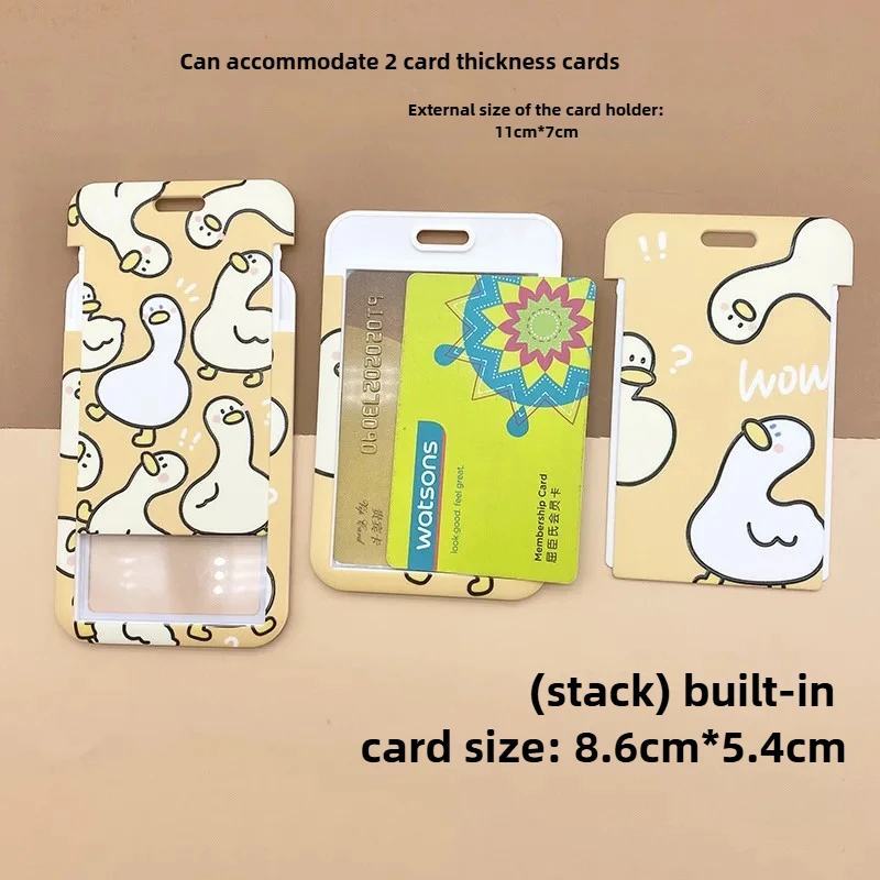 Cartoon card holder Little Yellow Duck Card Cover Card Access Badge Holder Long Rope Neck Strap Lanyard Badge Protective