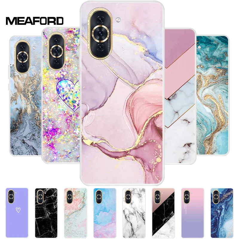 Huawei Nova 10 Pro Clear Marble Soft TPU Silicone Back Cover – Elegant Protective Case