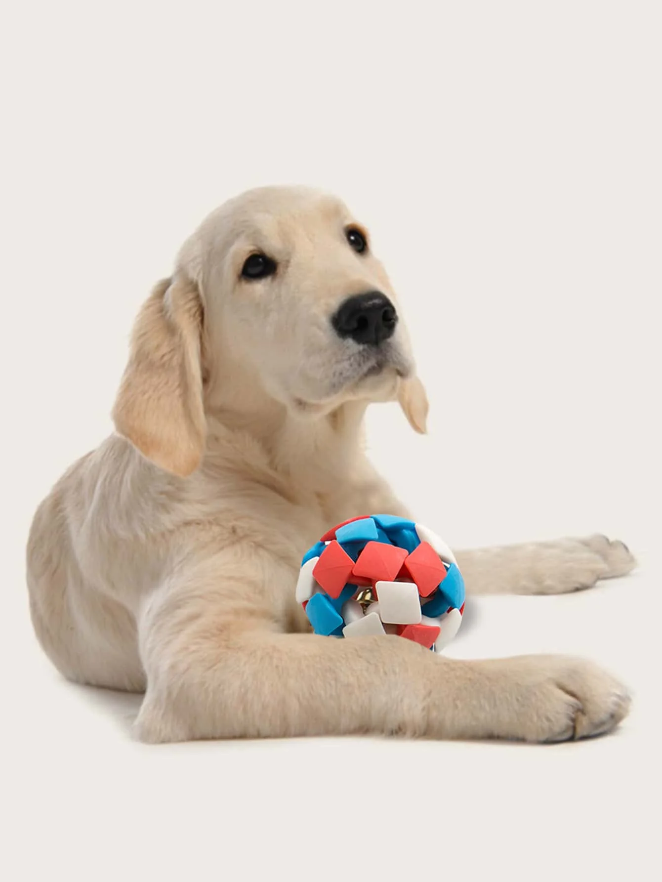 1pc-Interactive pet toy with colorful bell shaped balls and durable diamond shaped balls that can produce sound-random color