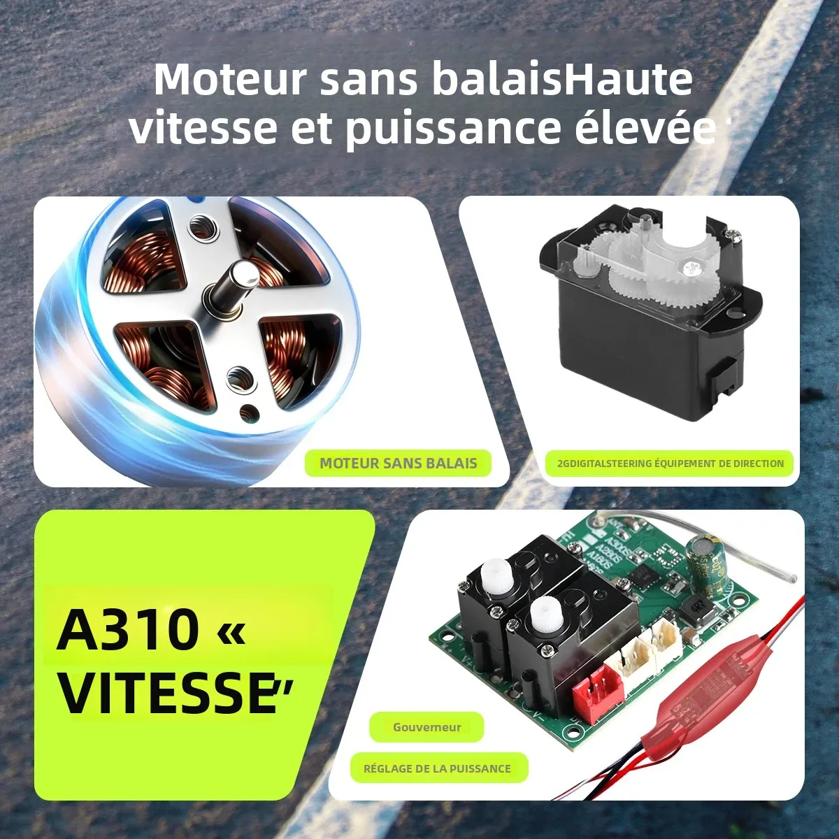 Avion RC WLtoys A310 Brushless 2.4G 4CH - Planeur EPP 3D/6G pour Enfant, gros plan sur le cockpit et l'hélice.