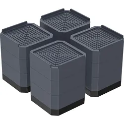 Adjustable 4 - Inch Heavy - Duty Furniture Risers with Detachable Layers (4pcs grey)