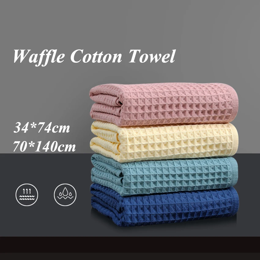 Waffle Cotton Bath Towel Soft Honeycomb Strong Absorbent Face Shower Towels 70x140 for Adults Kids Home Bathroom Shower Spa Swim 2