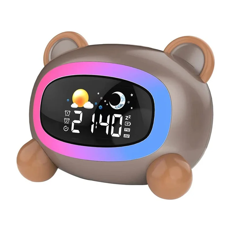 

Kids Alarm Clock,Cute Cat Alarm Clock with Night Lights,Children's Sleep Trainer,Light Clock for Boys Girls Gifts Bear