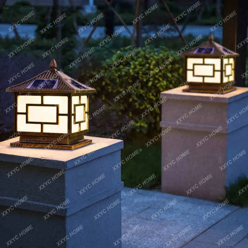 

Copper Pillar Lamp Solar Lamp Outdoor Yard Lamp Home Outdoor Wall Villa