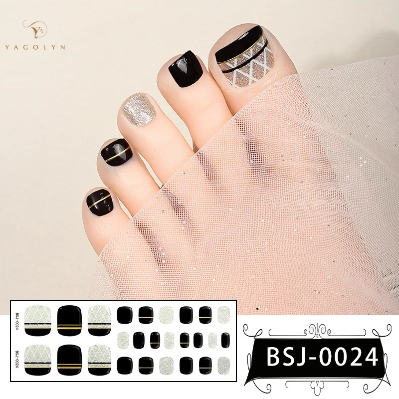 Hot Sale UV Semi Cured Gel Toenails Stickers Foot Strips Waterproof Nail Polish Wraps Adhesive Full Manicure Decor Nail Foil