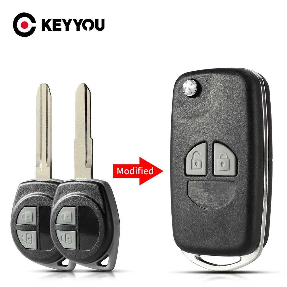 

KEYYOU 2 Buttons Remote Car Key Case For Suzuki grand vitara SWIFT HU133R blade Rubber Button Pad FOB Shell Fob Housing