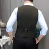 V Neck Men's Suits Vest  Herringbone Tweed  Formal Business Waistcoat Vest For Men For Wedding 2