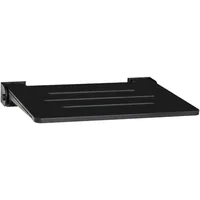 18 Inch Silhouette Slimline Folding Wall Mount Shower Bench Seat, Matte Black Seat with Matte Black Frame Waterproof and Durable 1