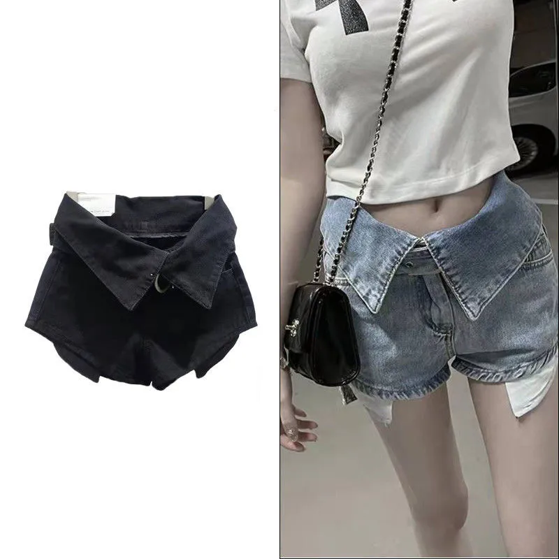 

2022 New Fashion Women High Waist Revers Denim Shorts Female