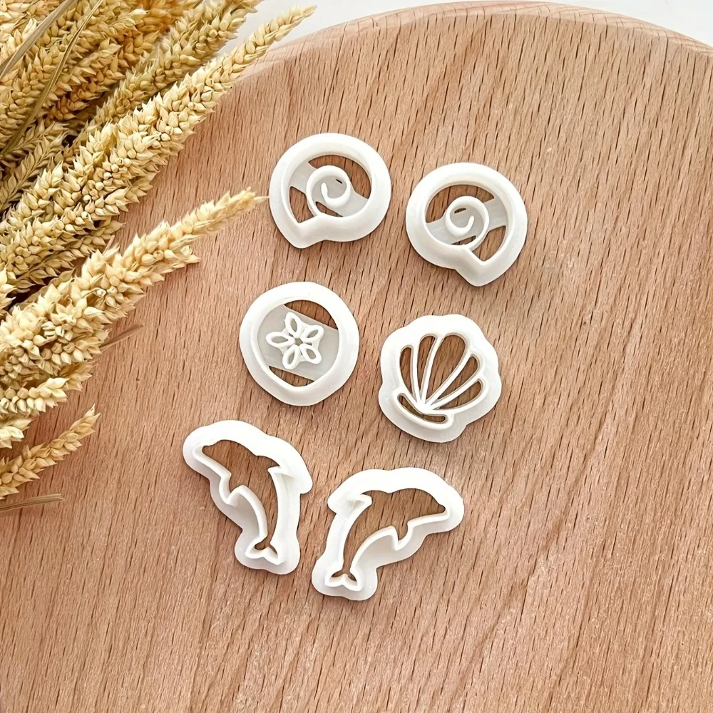 6Pcs 여름 바다 점토 커터 해양 동물 및 조개 모양의 점토 커터 폴리머 점토 귀걸이 및 공예품용 모양의 금형