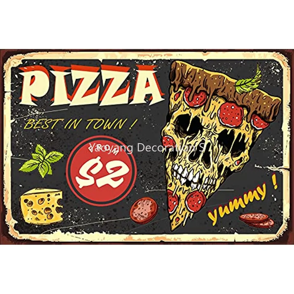 

Vintage American Style Pizzeria Restaurant Sign Yummy Tasty Pizza Tin Signs for Home Bar Coffee Art Metal Tin Sign Wall Decor