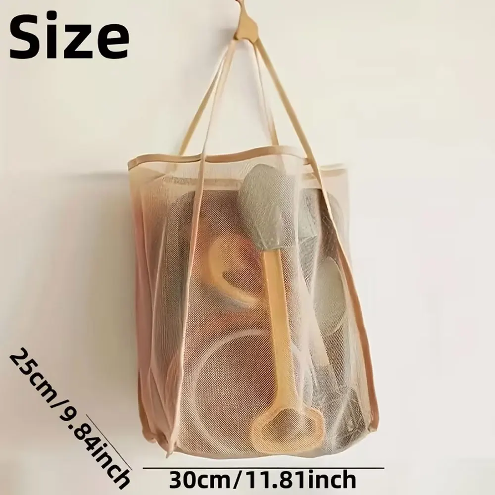 Large Capacity Mesh Tote Bags - Durable Polyester with Sturdy Handles, Ideal for Travel, Beach, and Camping, Multi-Functional Storage Solution
