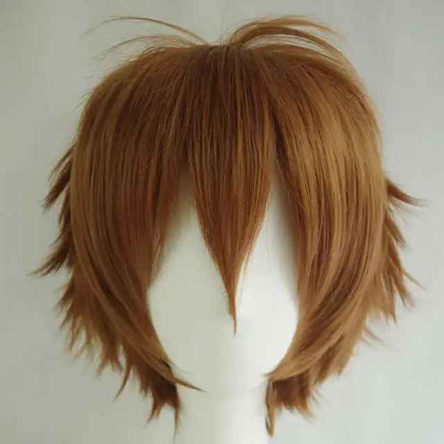 Synthetic Wig Cosplay Wig Men's Cosplay Wigs Anime Wig Set Cosplay Upturned Short Hair Women Party Hairpiece 4