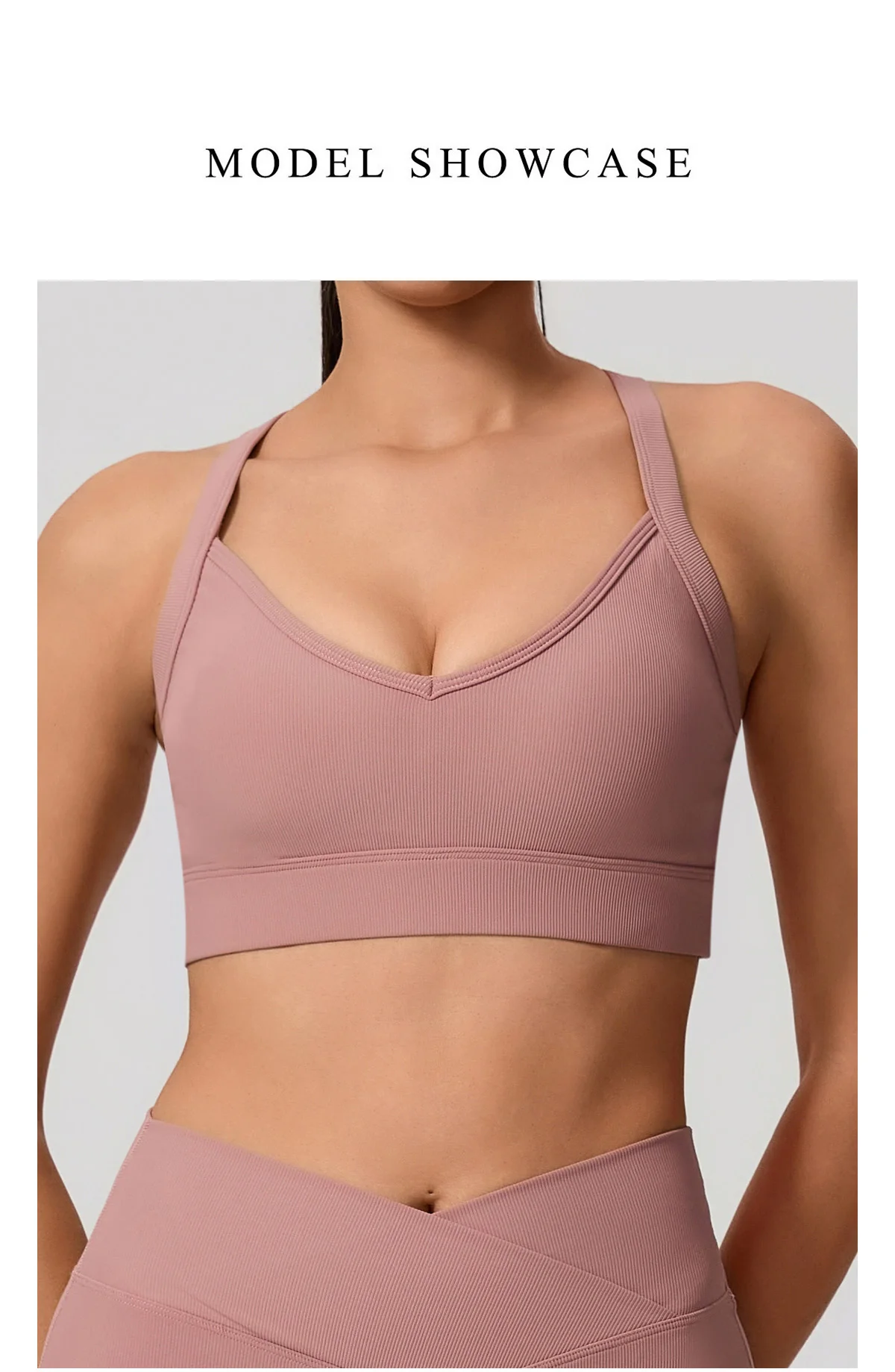 Ctenkevet Gerippter Sport-BH für Damen, Push-up-Yoga-Top, Lauf- und Fitness-BH – Damen-Sportunterwäsche mit überkreuztem Rücken – Detail 12