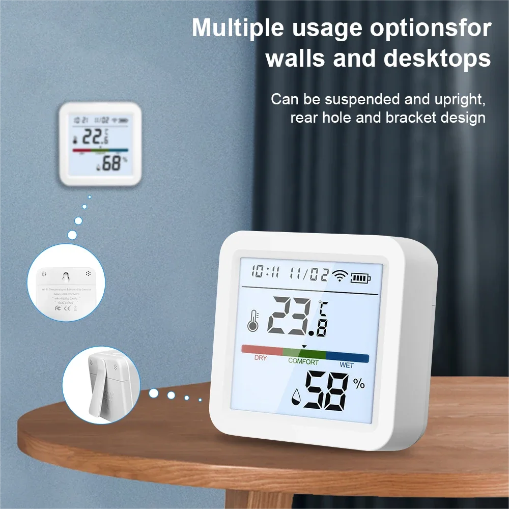 Tuya WIFI or Zigbee Temperature Humidity Sensor Hygrometer Thermometer Smart Home Backlight Smart Life Support Alexa Google