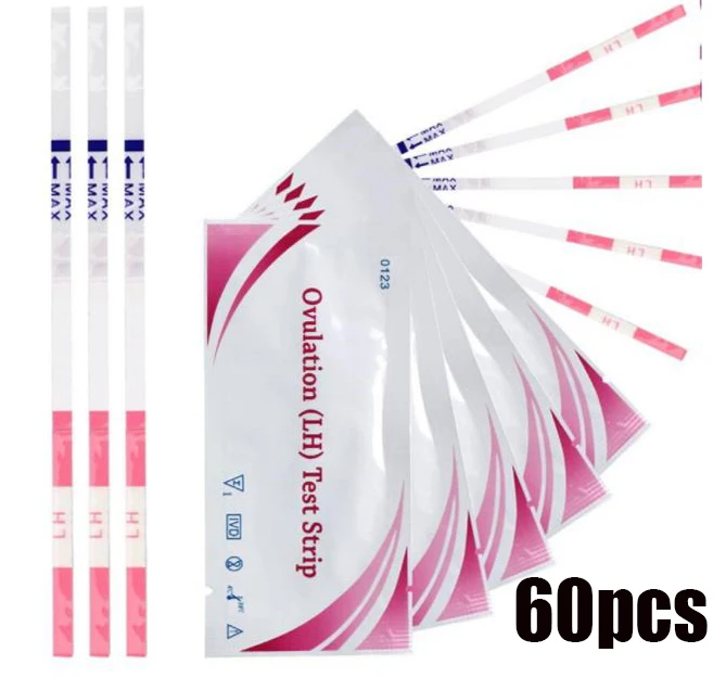 60Pcs LH Ovulation Over 99% Accuracy Test Kit Strips Pregnancy Test First Response Tests Household Strips Urine for Adult