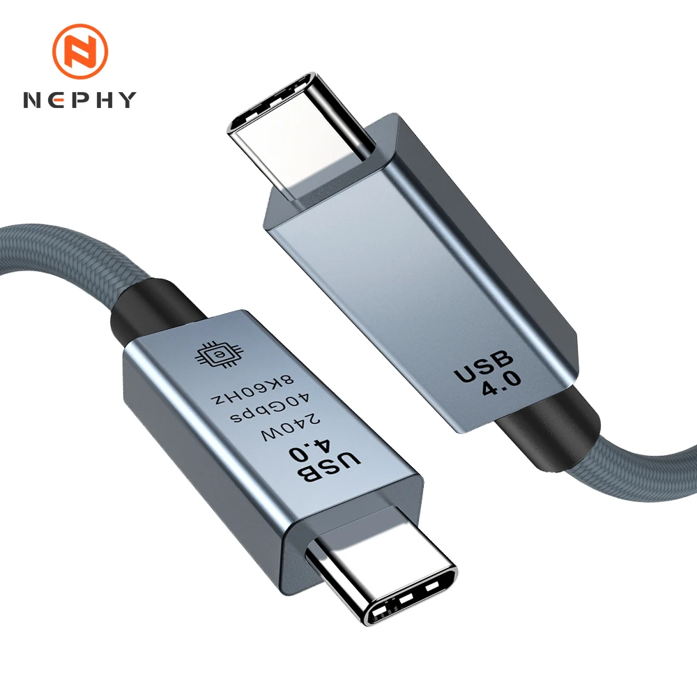 Premium 40Gbps Thunderbolt 4 USB-C High-Speed Cable – 8K, 240W Power Delivery, Flat Design, Available in 1m, 1.5m, and 2m Lengths