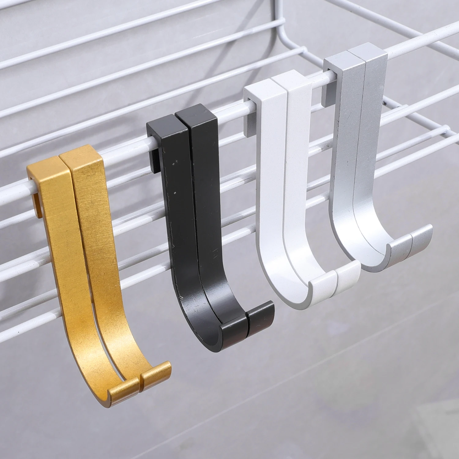 Z Shape Door Back Hook Cabinet Hanger Anti-Rust Rack Free Punching Towel Clothes Bags Sundries Metal Hanger Bathroom Accessories storage hook,door hook