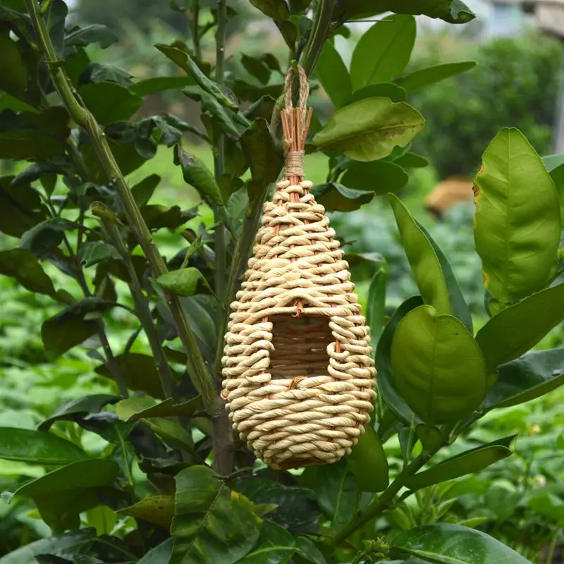 Straw Bird's Nest Cage Outdoor Warm Bird Nest and Bird House Pet Products Decoration Grass Hanging Cage Parrot bird house bird cage artificial bird nest