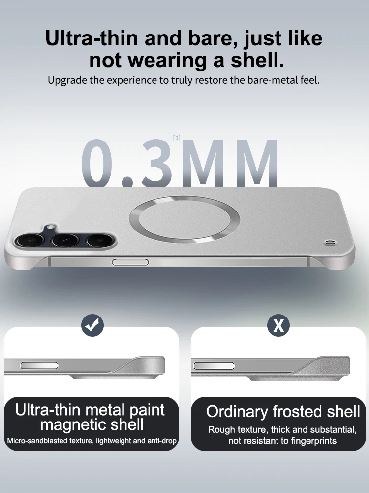 Ultra Thin Matte Metallic Paint Magnetic Case with Wireless Charging