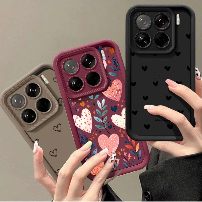 Black Love Heart Leaves Shockproof Case