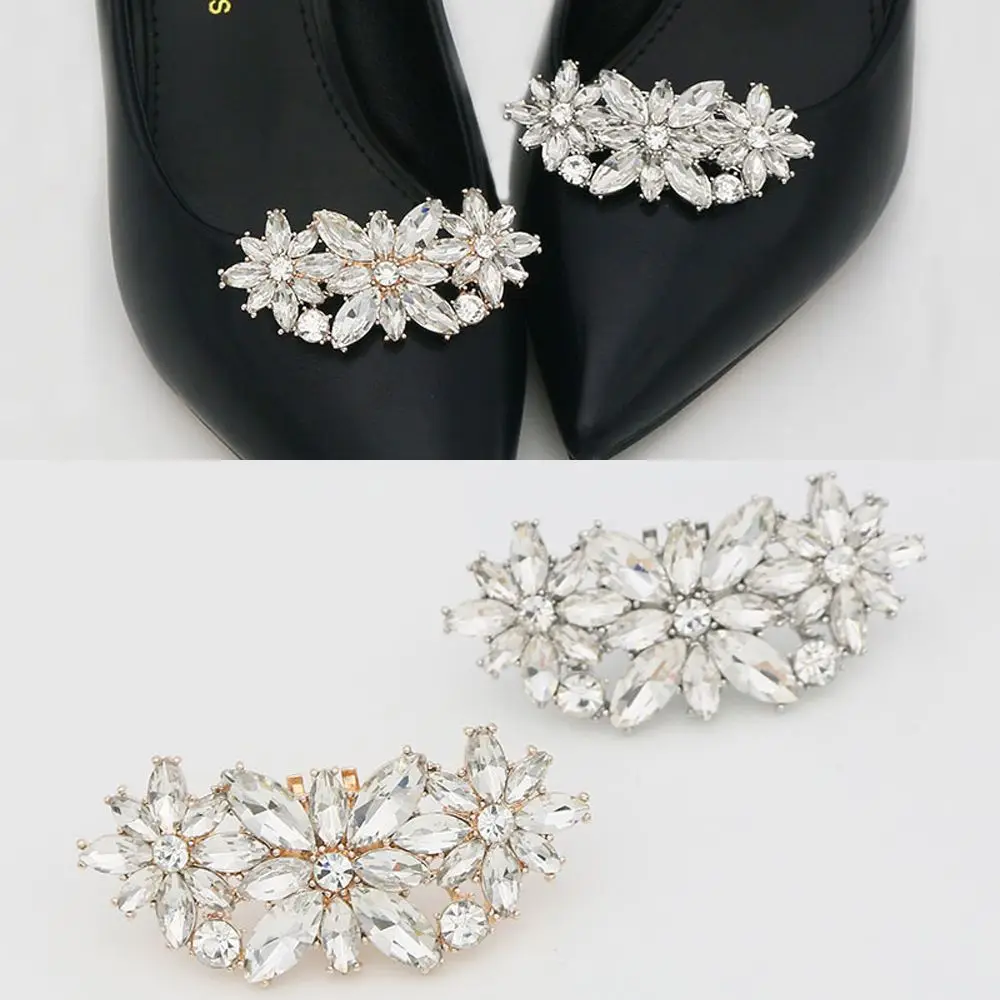 Charm Buckle Rhinestone Pearl Shoe Clip Clamp Shoe Flower Decoration Women