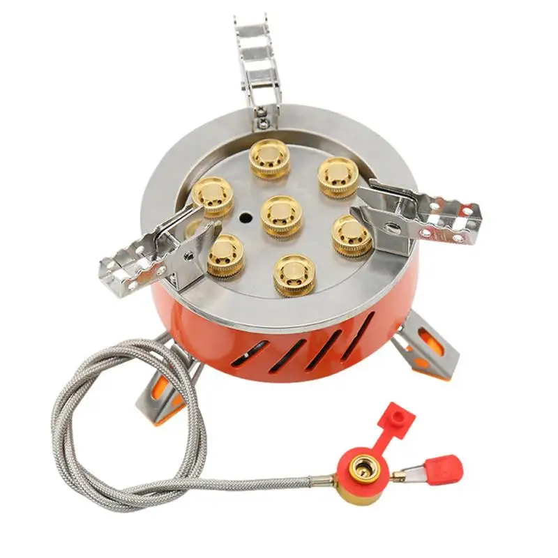 

New Camping Cook Stove 17800W Outdoor Portable Stove With 7 Pure Copper Flame Nozzles Small Camp Burner Stove For BBQ Camp