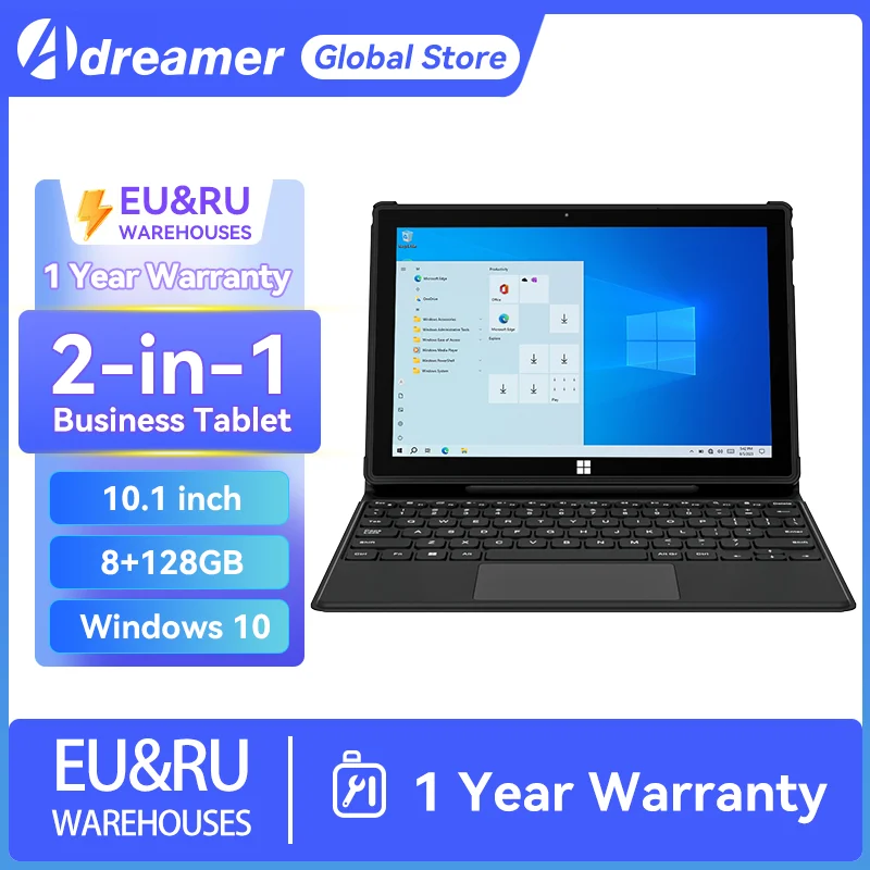 Adreamer Windows 10 태블릿 PC, 인텔 N4020C, 2 in 1, 사무실 노트북, 8GB RAM, 128G SSD, 키보드 포함, Winstable10, 10.1 인치