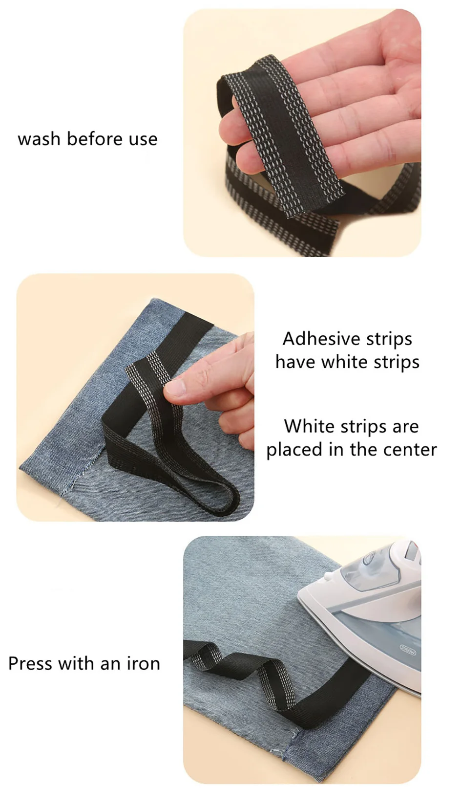 Lron-on Pants Edge Shorten Self-Adhesive Pants Mouth Paste Hem Tape Fabric Tape For Suit Pants Jeans Trousers Patches For Clothe